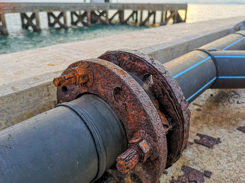 corroded copper pipe