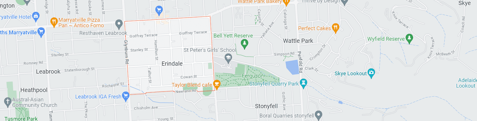 a map of Erindale South Australia